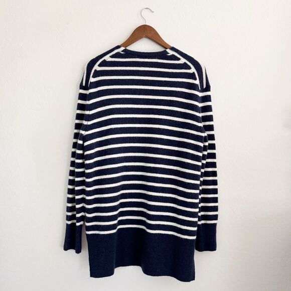 Madewell Cozy Wool Alpaca Blend Walker Blue White Striped Cardigan Size S - Picture 4 of 7